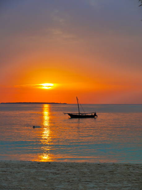 Zanzibar, Tanzania, 2012. Sunset On The Famous Beach Of Kendwa.